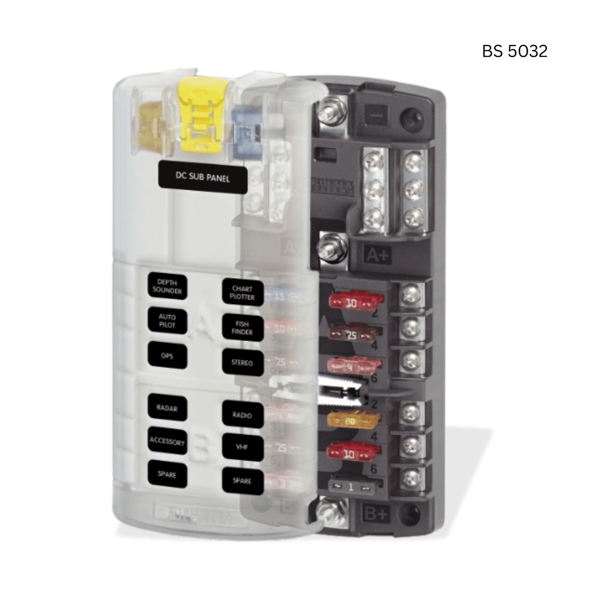 Blue Sea Systems 5032 ST Blade Fuse Block - 12 Circuit with Negative Bus and Cover