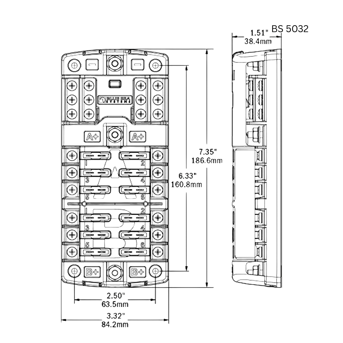 Blue Sea Systems 5032 ST Blade Fuse Block - 12 Circuit with Negative Bus and Cover