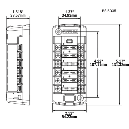 Blue Sea Systems BS 5035 6-Circuit ATO/ATC Fuse Block (with cover)