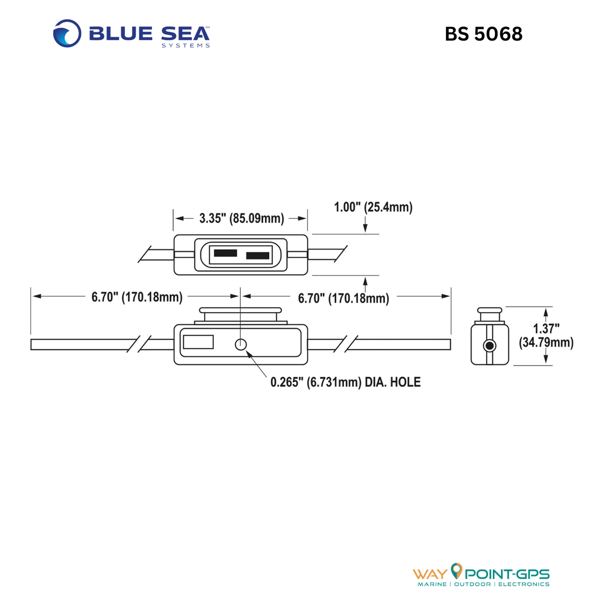Blue Sea Systems BS5068 Maxi In-Line Fuse Holder