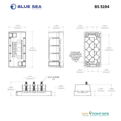 Blue Sea Systems BS5194 Fuse Block MRBF 3 Stromkreise