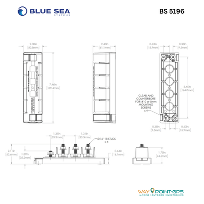 Blue Sea Systems BS5196 Fuse Block MRBF 3 Stromkreise 1 Einspeisung