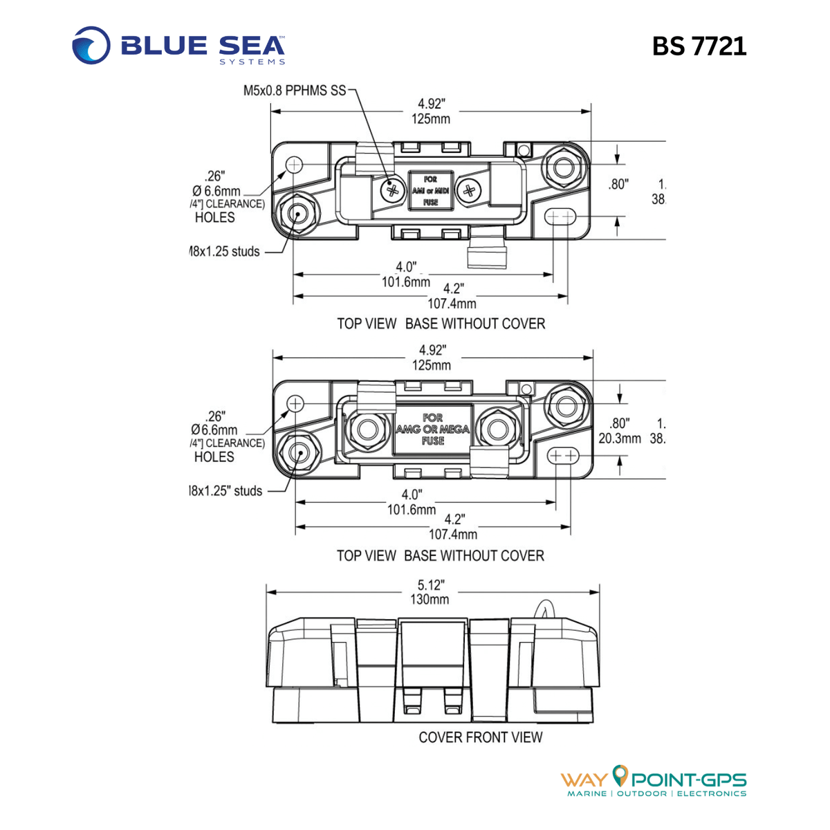 Blue Sea Systems BS7721 Fuse Block Safety MEGA/AMG