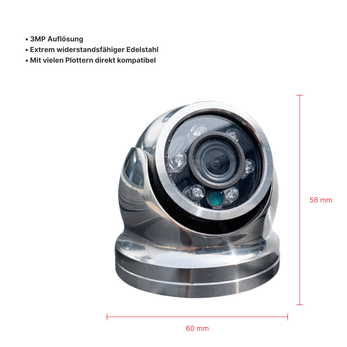 IRIS-S460 Mini-Dome-IP-Kamera aus 316er-Edelstahl